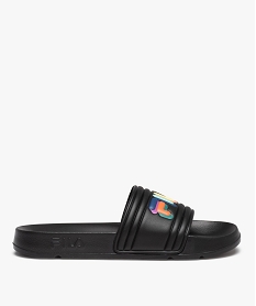 GEMO Mules de piscine homme à bandeau coloré en relief - Fila Noir