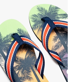 tongs homme a motif tropical et brides en toile multicoloreD306901_2