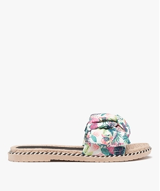 GEMO Mules de piscine femme à bandeau en toile imprimée Multicolore