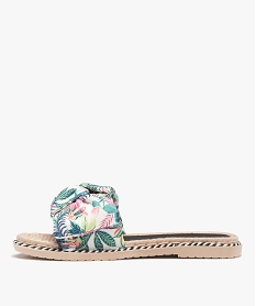 mules de piscine femme a bandeau en toile imprimee multicoloreD312801_3