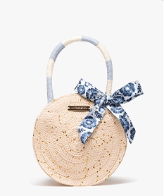 sac fille rond en paille avec paillettes et noeud - lulucastagnette beigeD315601_1