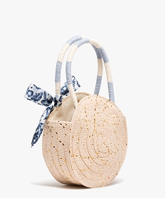 sac fille rond en paille avec paillettes et noeud - lulucastagnette beigeD315601_2