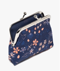 porte-monnaie fille en toile a motifs fleuris bleu standard sacs et cartablesD316301_2