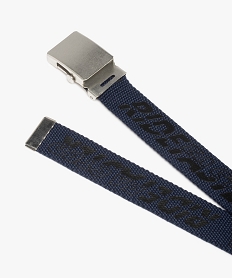ceinture garcon en toile avec inscription et boucle style militaire bleuD317001_2