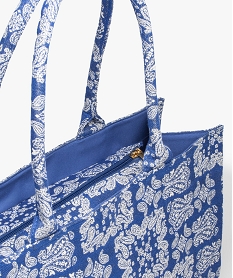 sac cabas en tissu jacquard motif cachemire bleu sacs a mainD320801_3