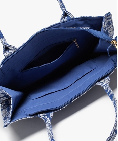 sac cabas en tissu jacquard motif cachemire bleu sacs a mainD320801_4