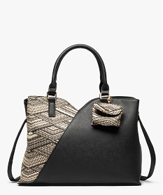 sac a main bimatiere avec breloque pochette et bandouliere amovible noir standard sacs a mainD320901_1