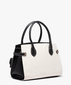 sac femme bimatiere avec petite pochette breloque noir sacs a mainD321701_2