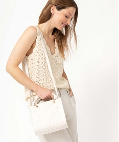 sac a main femme a motif matelasse graphique blanc sacs a mainD321901_1