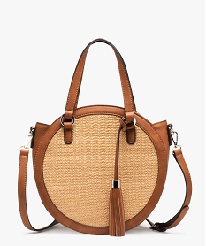 sac a main rond bimatiere avec face tissee beige sacs a mainD322401_1