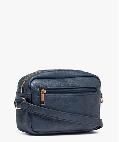sac besace femme compact a pochette et details dores bleuD322501_2