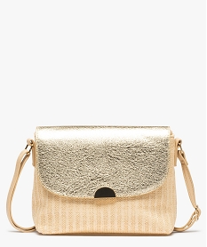 sac bandouliere femme tisse avec rabat metallise beige standard sacs bandouliereD322701_1