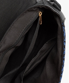 sac femme forme rectangle en raphia tresse avec large rabat noir sacs bandouliereD323101_3