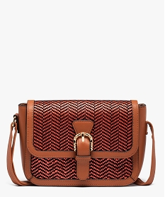 sac femme forme rectangle en raphia tresse avec large rabat orange sacs bandouliereD323201_4