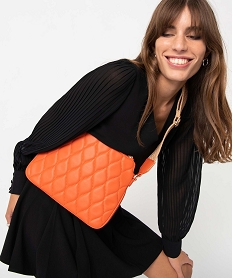 sac femme aspect matelasse avec bandouliere tissee orange sacs bandouliereD324101_1