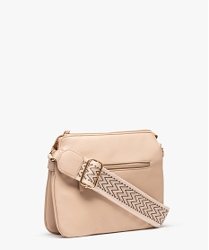 sac besace plat a large bandouliere tissee inspiration boheme beige sacs bandouliereD325501_2