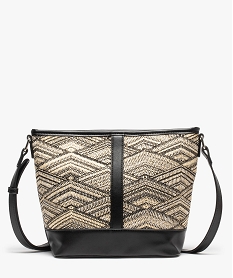 GEMO Sac besace femme tissé avec fil doré Noir