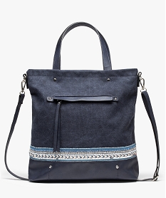 sac cabas femme bimatiere avec perles et sequins a bandouliere amovible bleu sacs bandouliereD326201_1