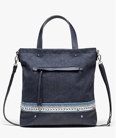 sac cabas femme bimatiere avec perles et sequins a bandouliere amovible bleu sacs bandouliereD326201_4