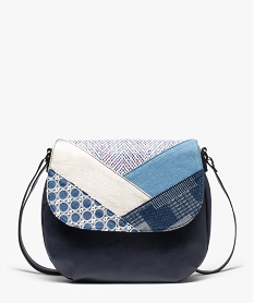 sac besace femme a rabat patchwork bleu standard sacs bandouliereD326301_1