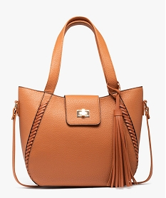 sac femme avec details laces et pampille amovible marron vif cabas - grand volumeD326801_1