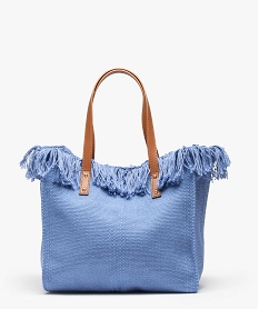 sac femme en textile a franges grand format bleu standard cabas - grand volumeD327201_1