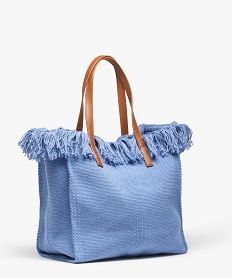 sac femme en textile a franges grand format bleu sacs a mainD327201_2