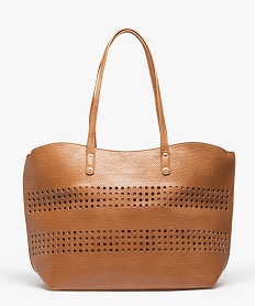 sac cabas zippe a motif ajoure geometrique orange sacs a mainD327301_1