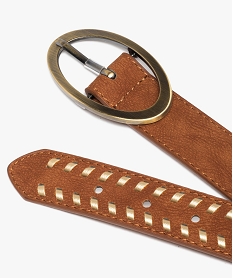 ceinture femme tressee avec boucle metallique ovale orangeD327401_2