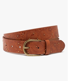 GEMO Ceinture femme avec motifs embossés et clous métalliques Orange