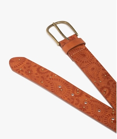 ceinture femme avec motifs embosses et clous metalliques orangeD327701_4