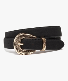 GEMO Ceinture femme aspect velours avec boucle ciselée Noir