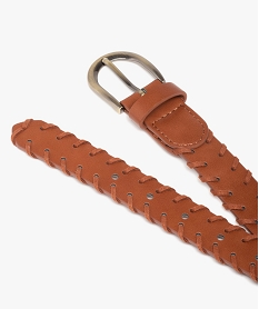 ceinture femme avec lacets sur les bords et clous metalliques orangeD328201_2