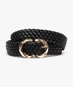 GEMO Ceinture femme tressée à boucle métal torsadée Noir