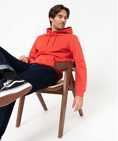 sweat homme a capuche interieur molletonne orange sweatsD329601_1