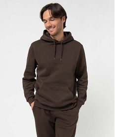 sweat homme a capuche interieur molletonne brun sweatsD329701_2