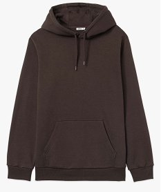 sweat homme a capuche interieur molletonne brun sweatsD329701_4