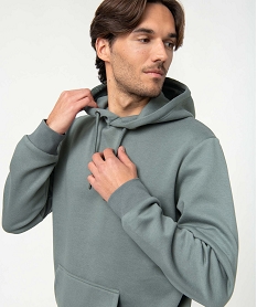 sweat homme a capuche interieur molletonne vert sweatsD329801_2