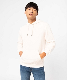 sweat a capuche non molletonne homme blanc sweatsD330201_1