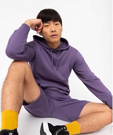 sweat homme a capuche non molletonne violet sweatsD330301_1