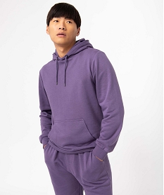 sweat homme a capuche non molletonne violetD330301_2