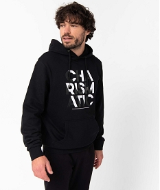 sweat homme imprime a capuche noir sweatsD330601_1