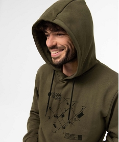 sweat homme a capuche doux et chaud vert sweatsD330701_2