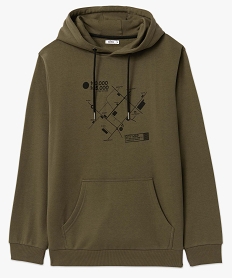 sweat homme a capuche doux et chaud vert sweatsD330701_4