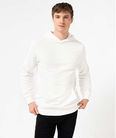 sweat homme a capuche en coton pique blancD331101_1