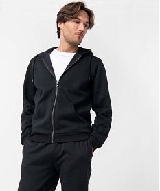 sweat zippe a capuche homme noirD332201_1