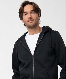 sweat homme zippe avec capuche noir sweatsD332201_2