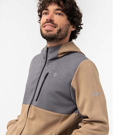 sweat homme zippe a capuche beige sweatsD332301_3