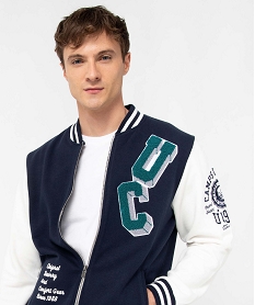 sweat homme zippe facon veste campus americain - camps united bleu sweatsD332601_2