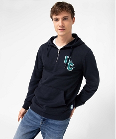 sweat homme a capuche et col zippe - camps united bleu sweatsD332701_2